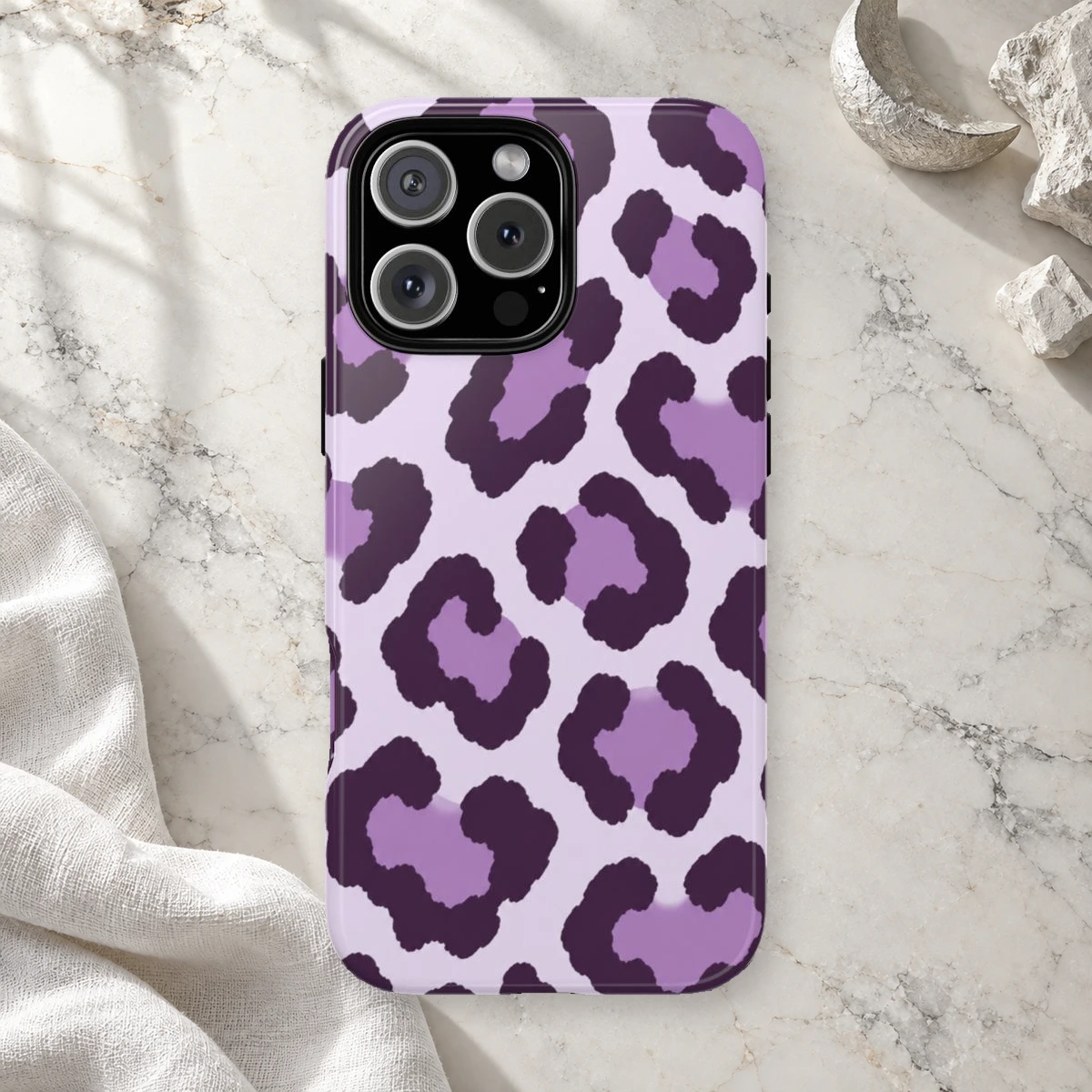 Lavender Leopard phone case print