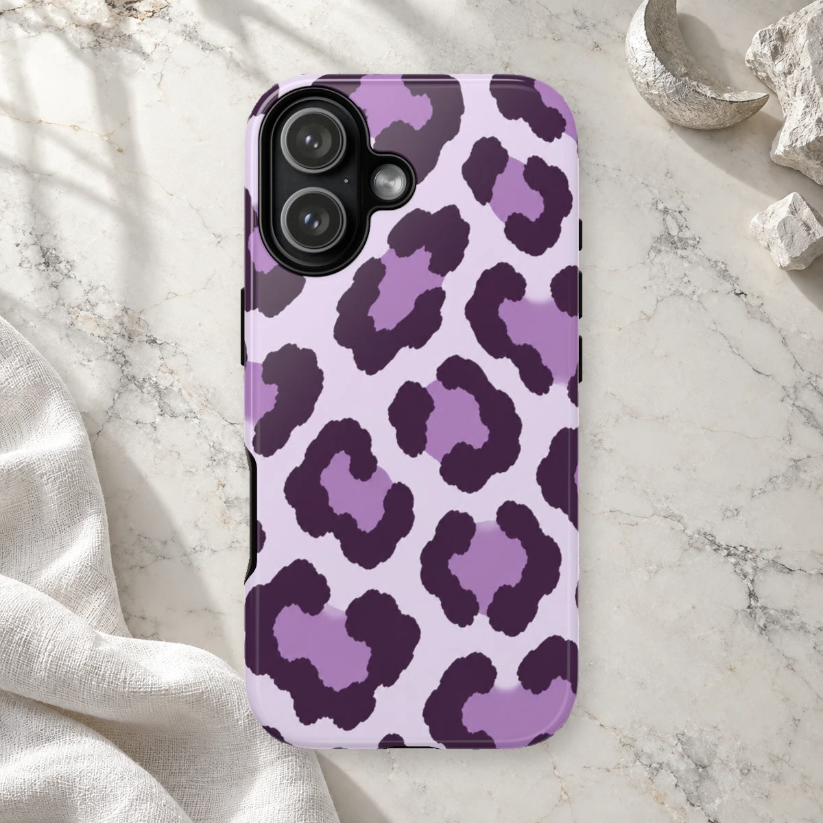 Lavender Leopard phone case print
