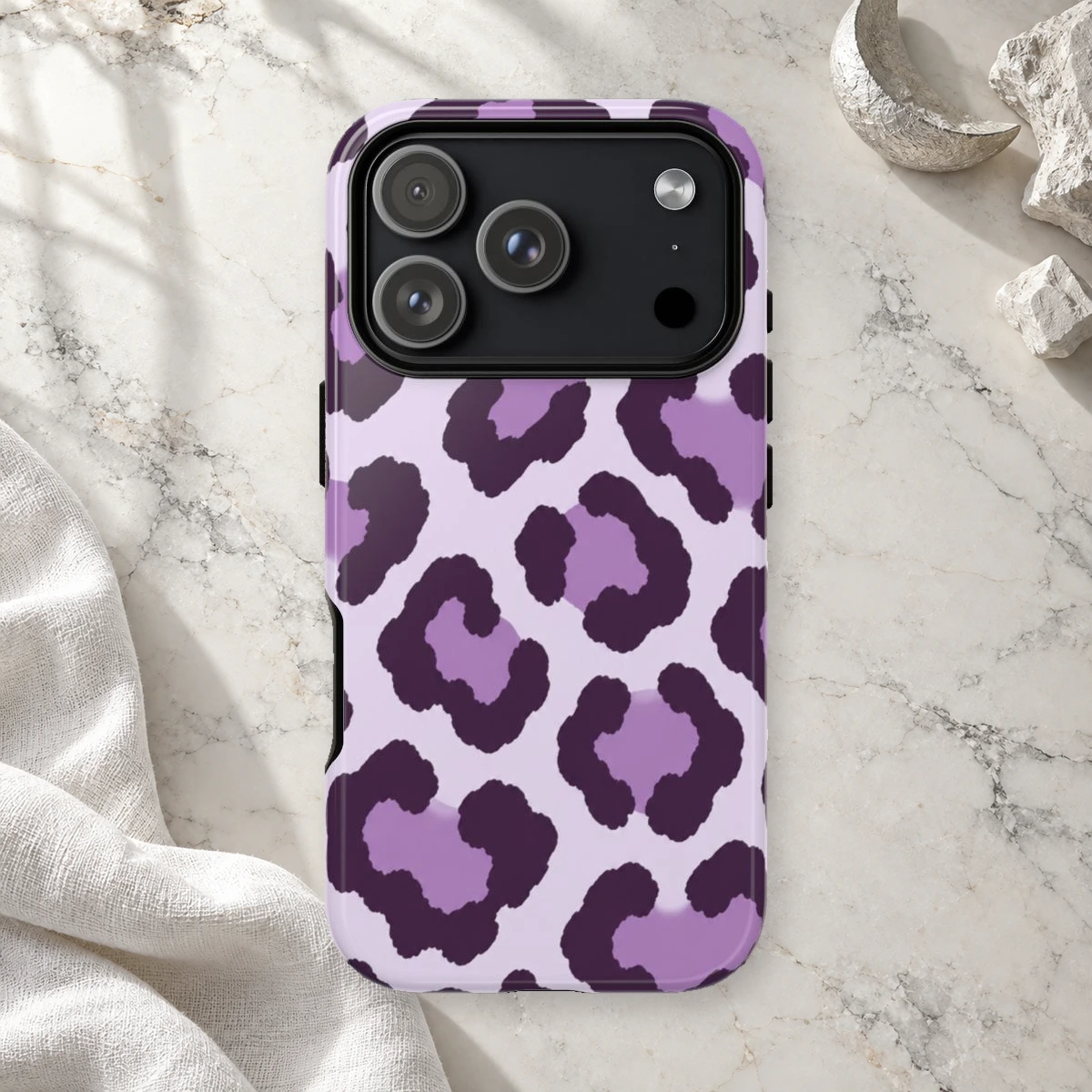 Lavender Leopard phone case print