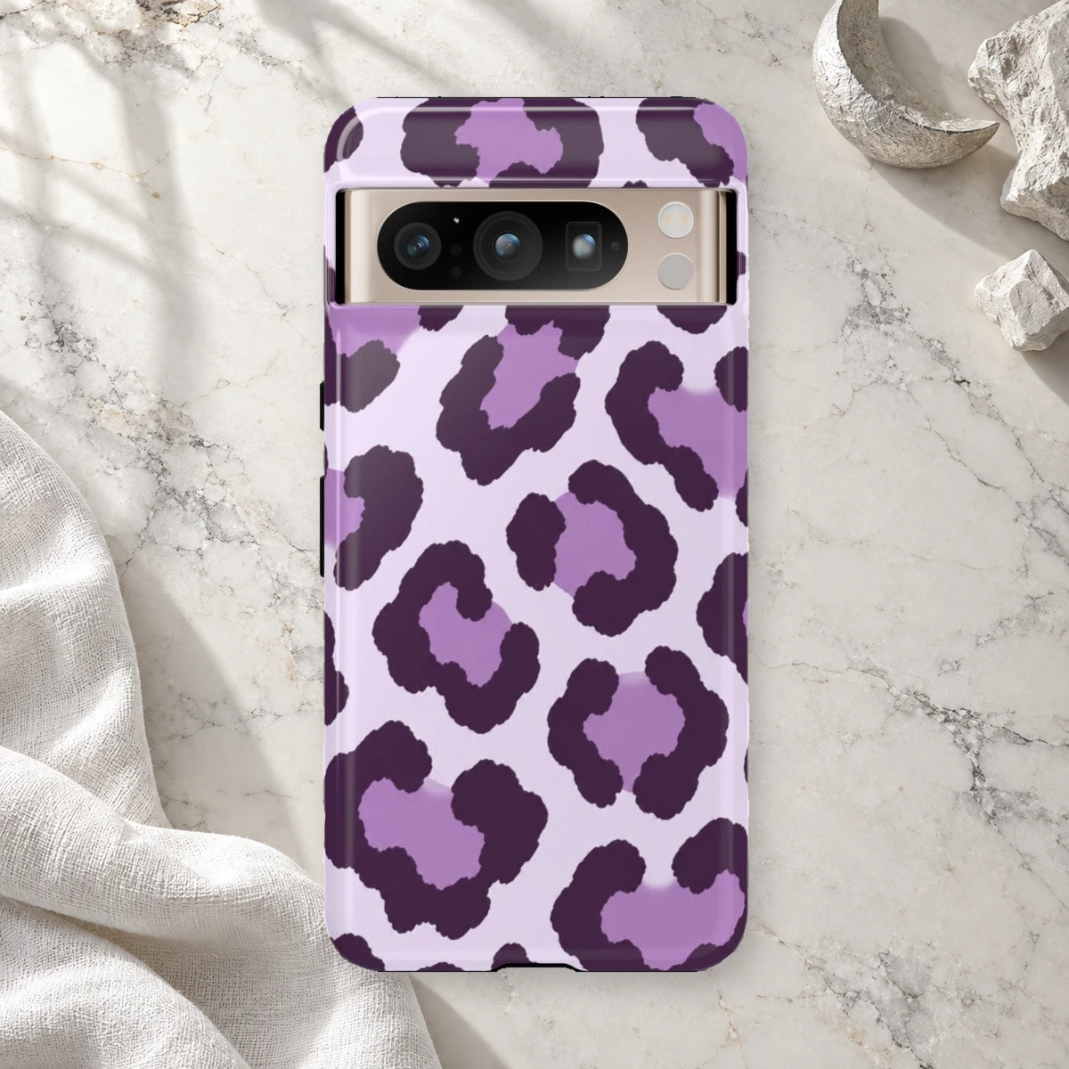 Lavender Leopard phone case print
