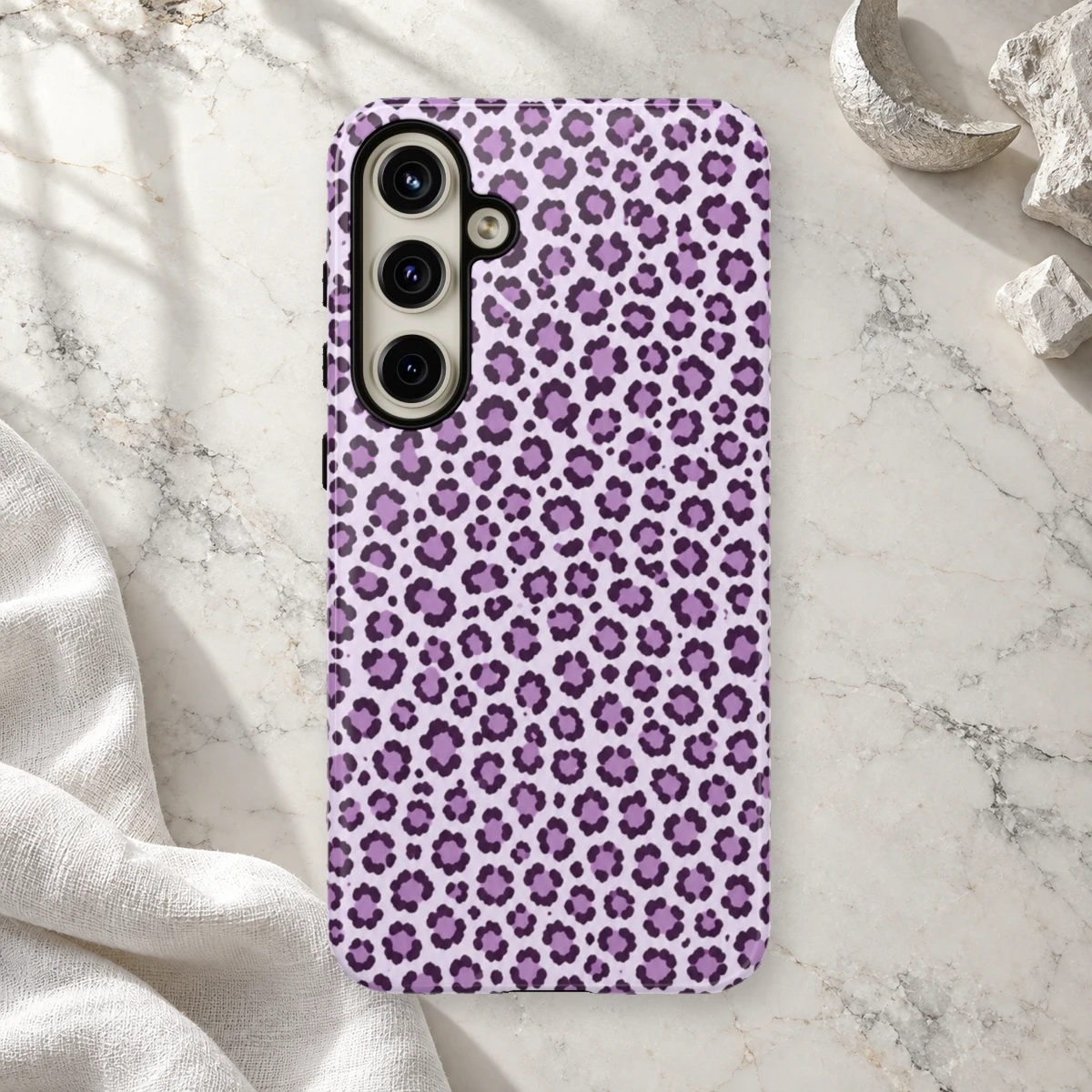 Lavender Leopard phone case print