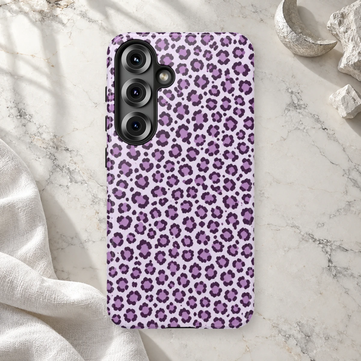 Lavender Leopard phone case print