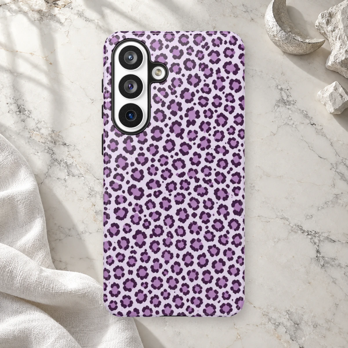 Lavender Leopard phone case print