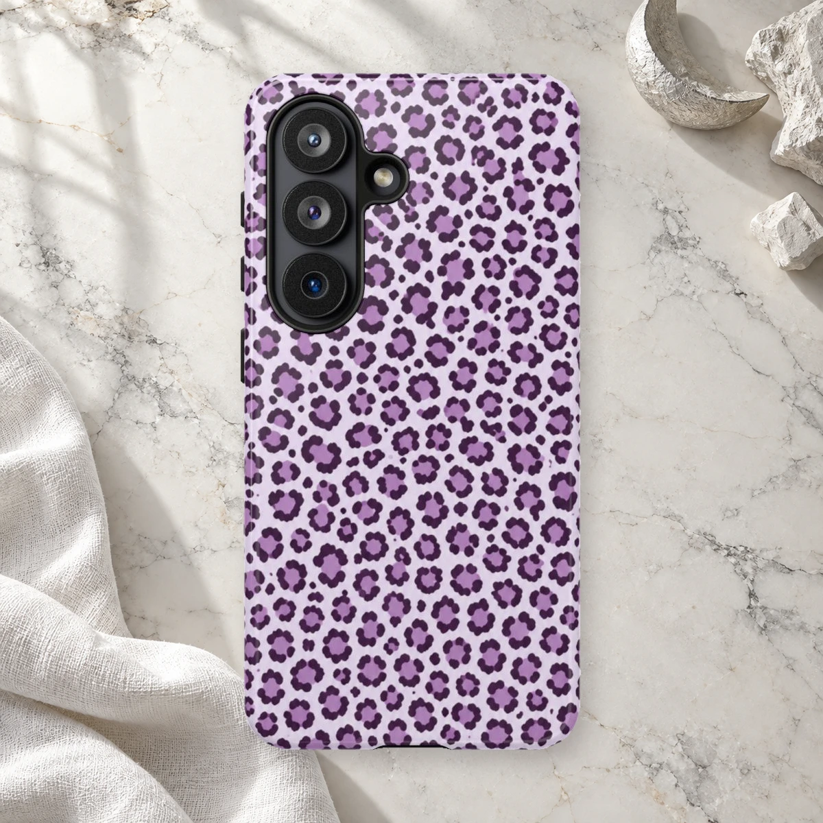 Lavender Leopard phone case print