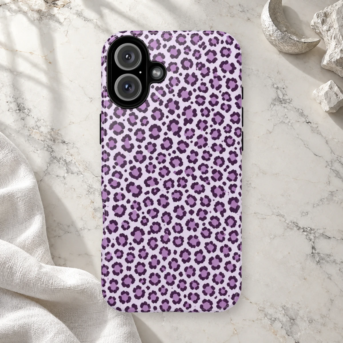 Lavender Leopard phone case print