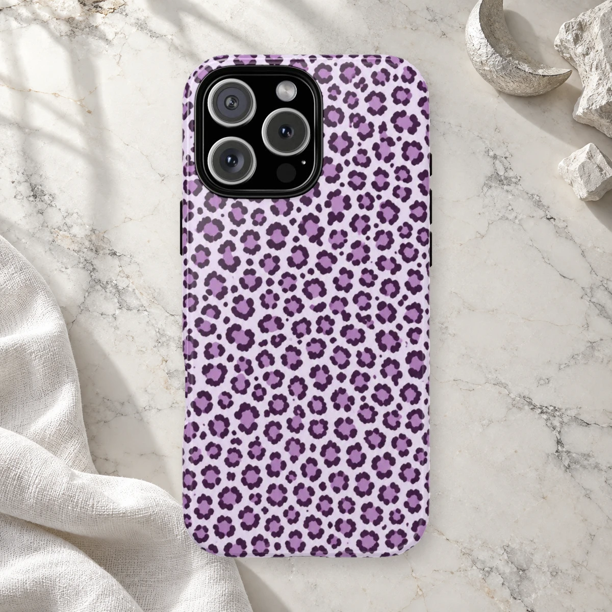 Lavender Leopard phone case print