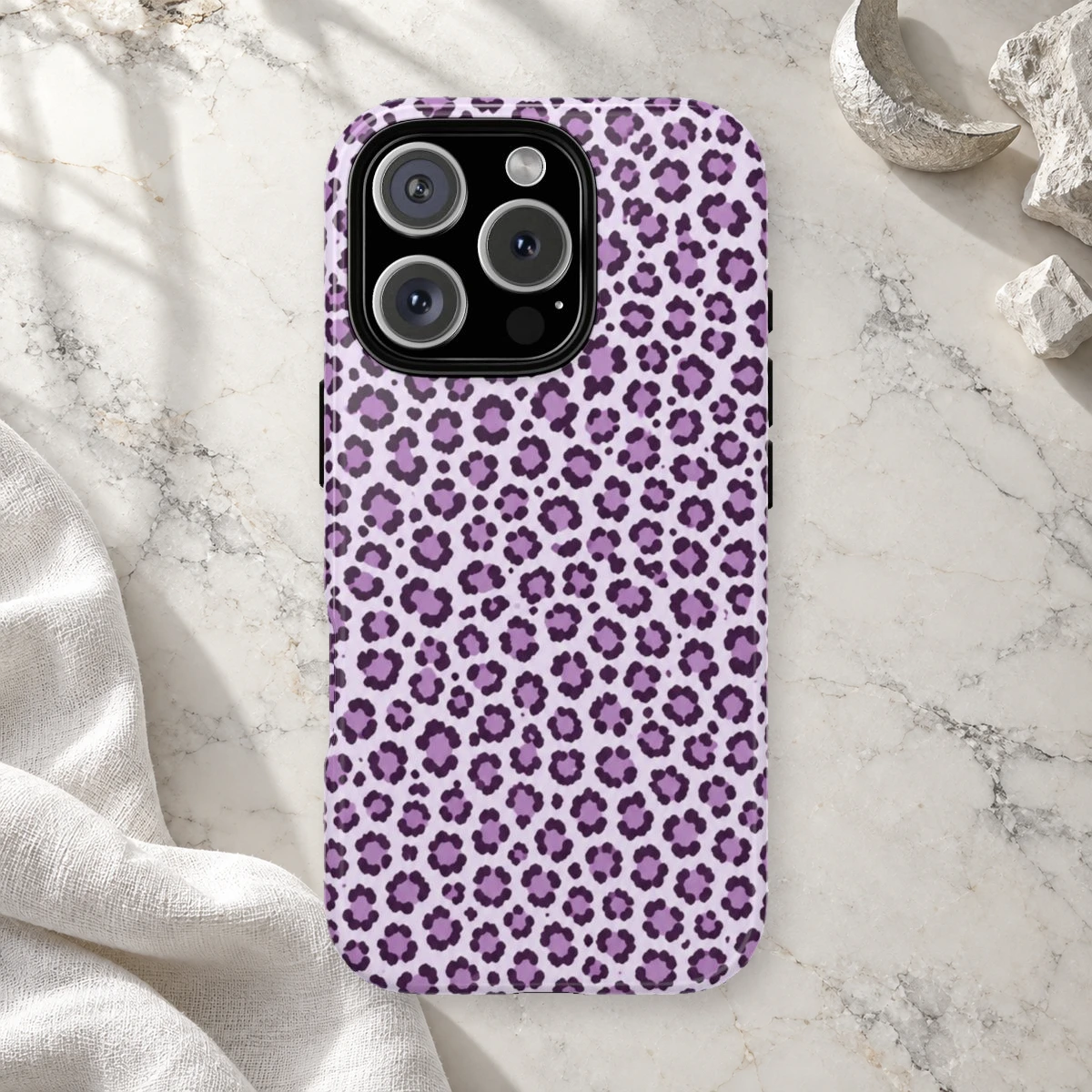 Lavender Leopard phone case print