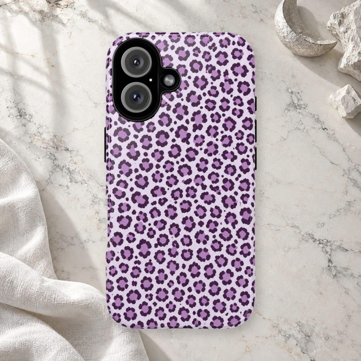 Lavender Leopard phone case print