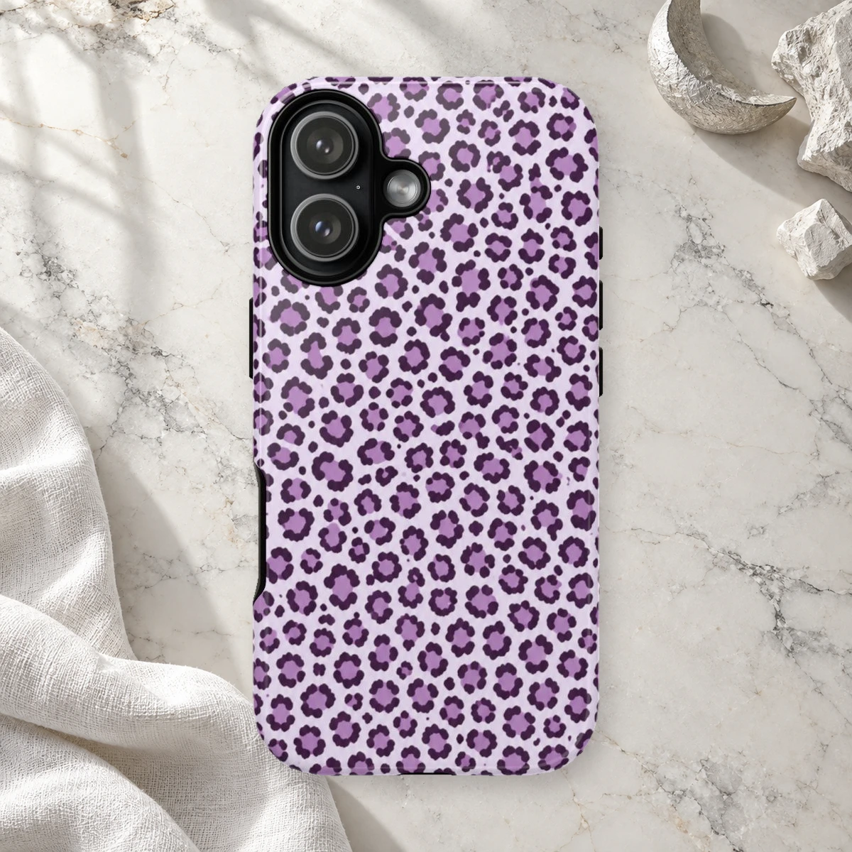 Lavender Leopard phone case print