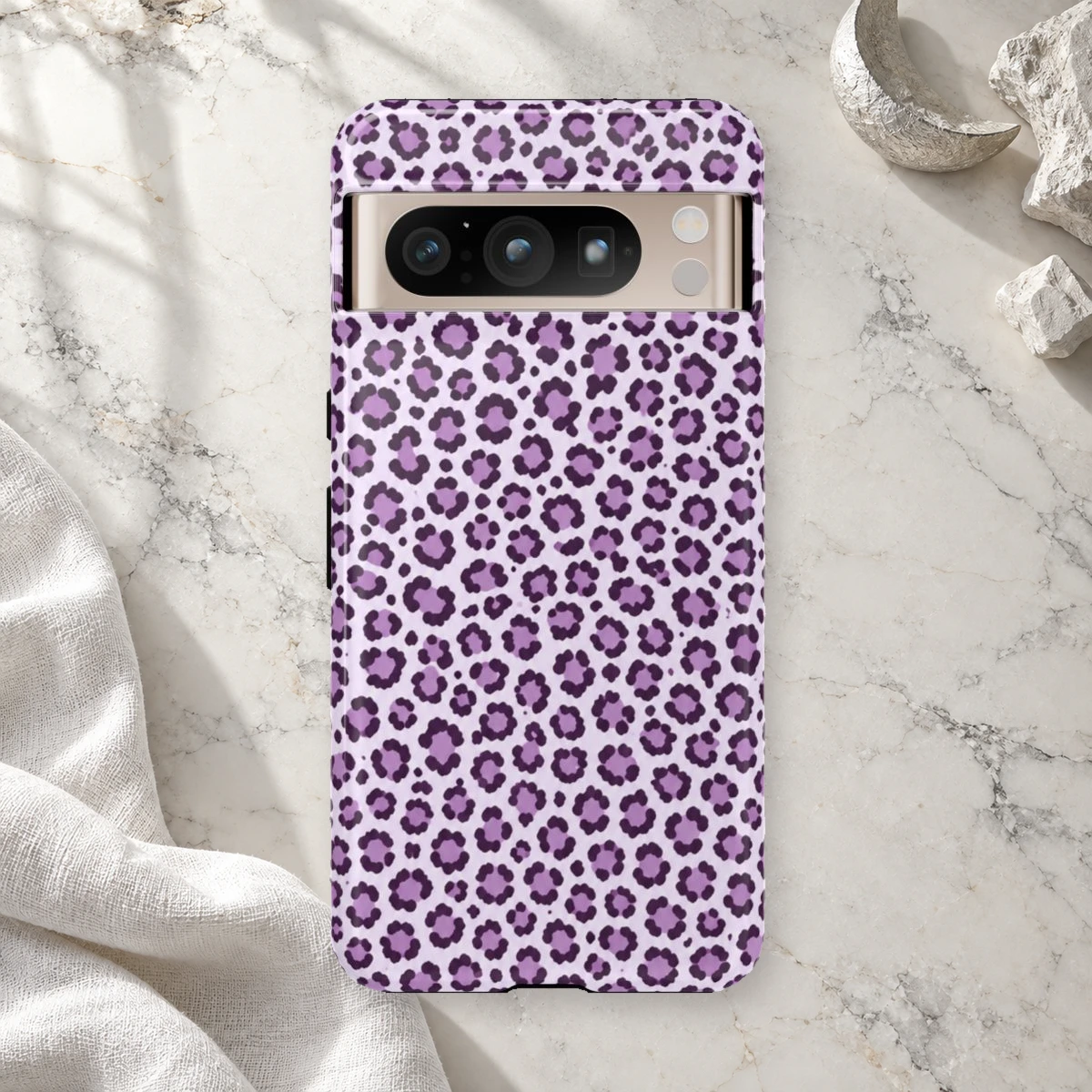Lavender Leopard phone case print