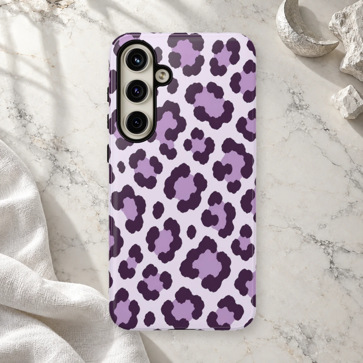Lavender Leopard phone case print