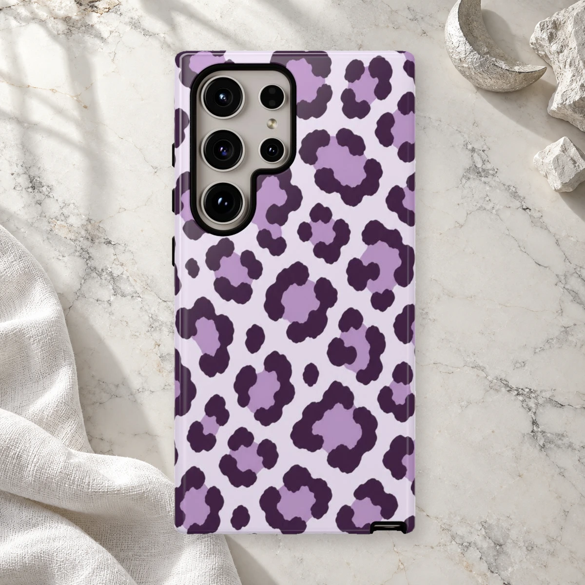 Lavender Leopard phone case print