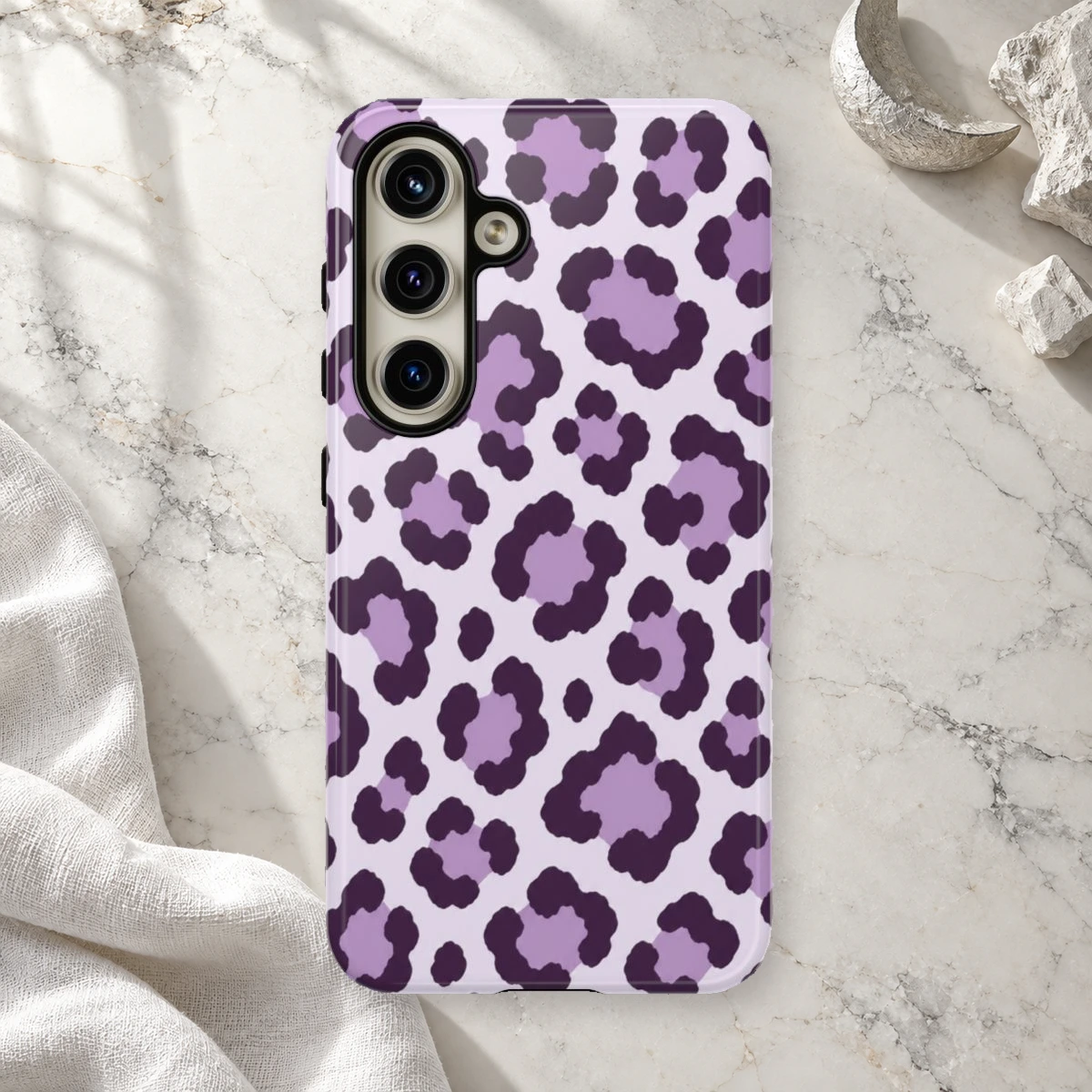 Lavender Leopard phone case print