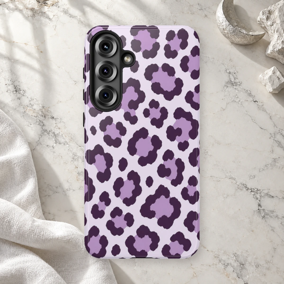 Lavender Leopard phone case print