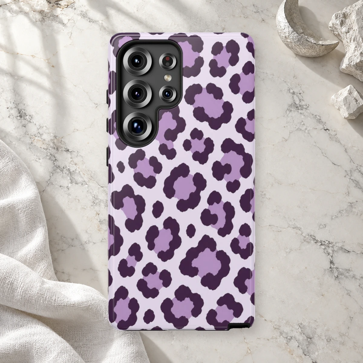 Lavender Leopard phone case print