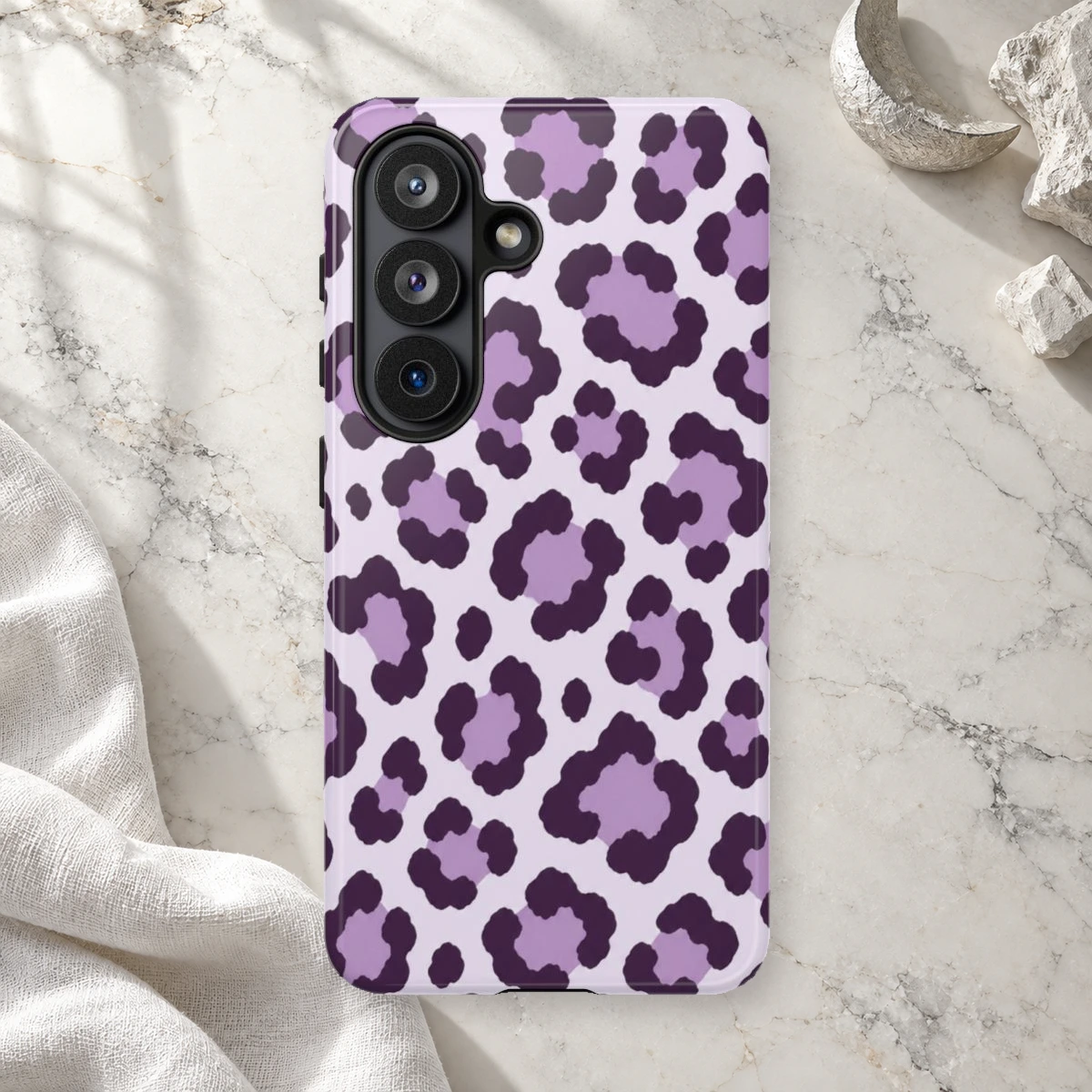 Lavender Leopard phone case print