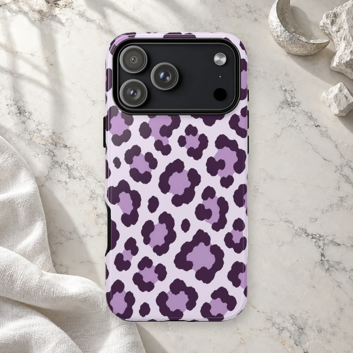 Lavender Leopard phone case print