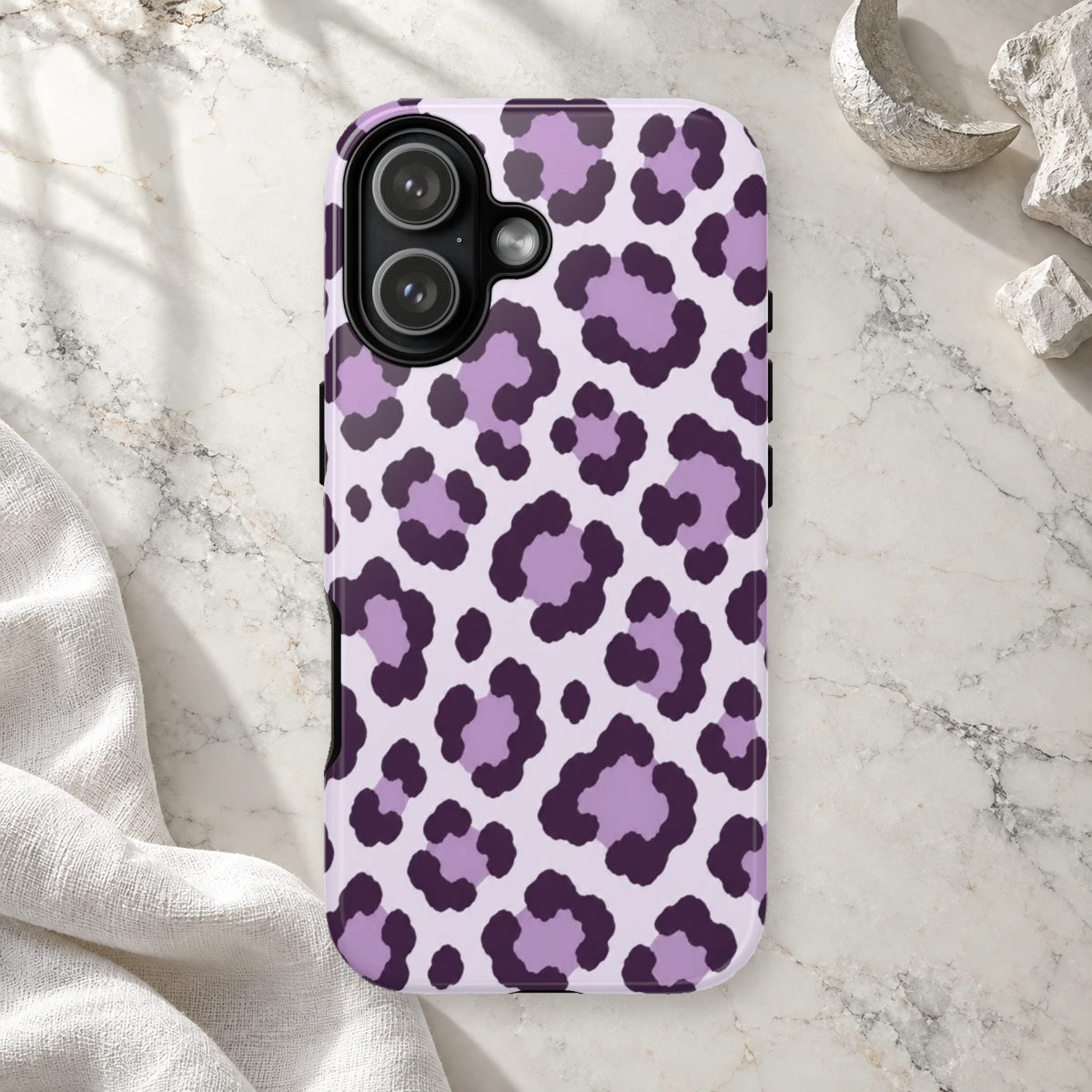 Lavender Leopard phone case print