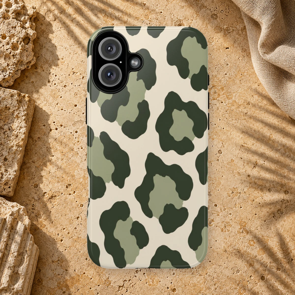 Olive Leopard phone case print
