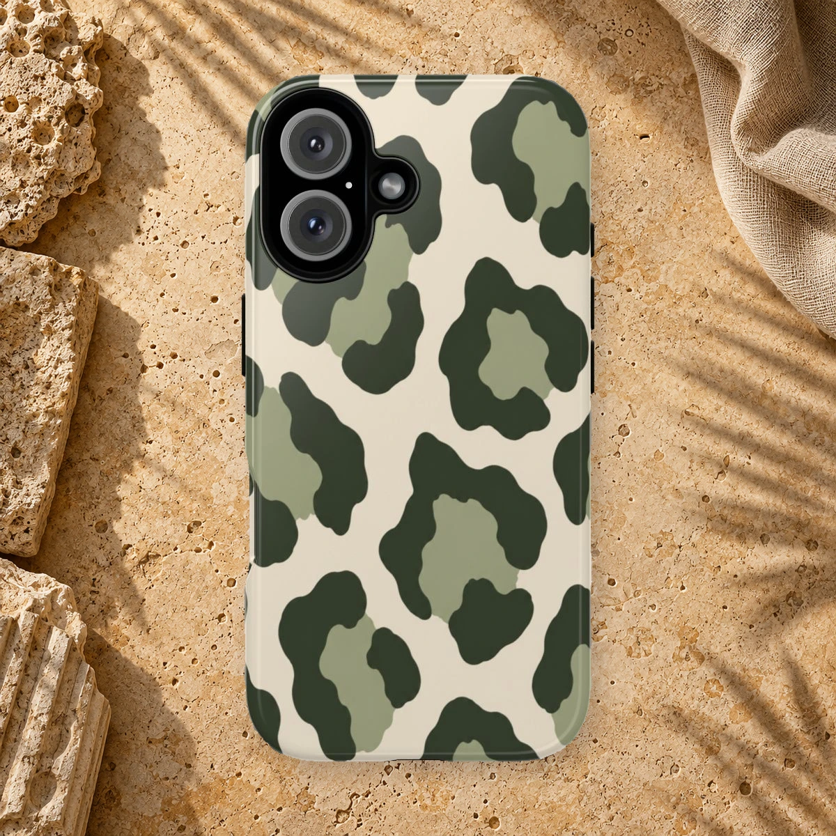 Olive Leopard phone case print