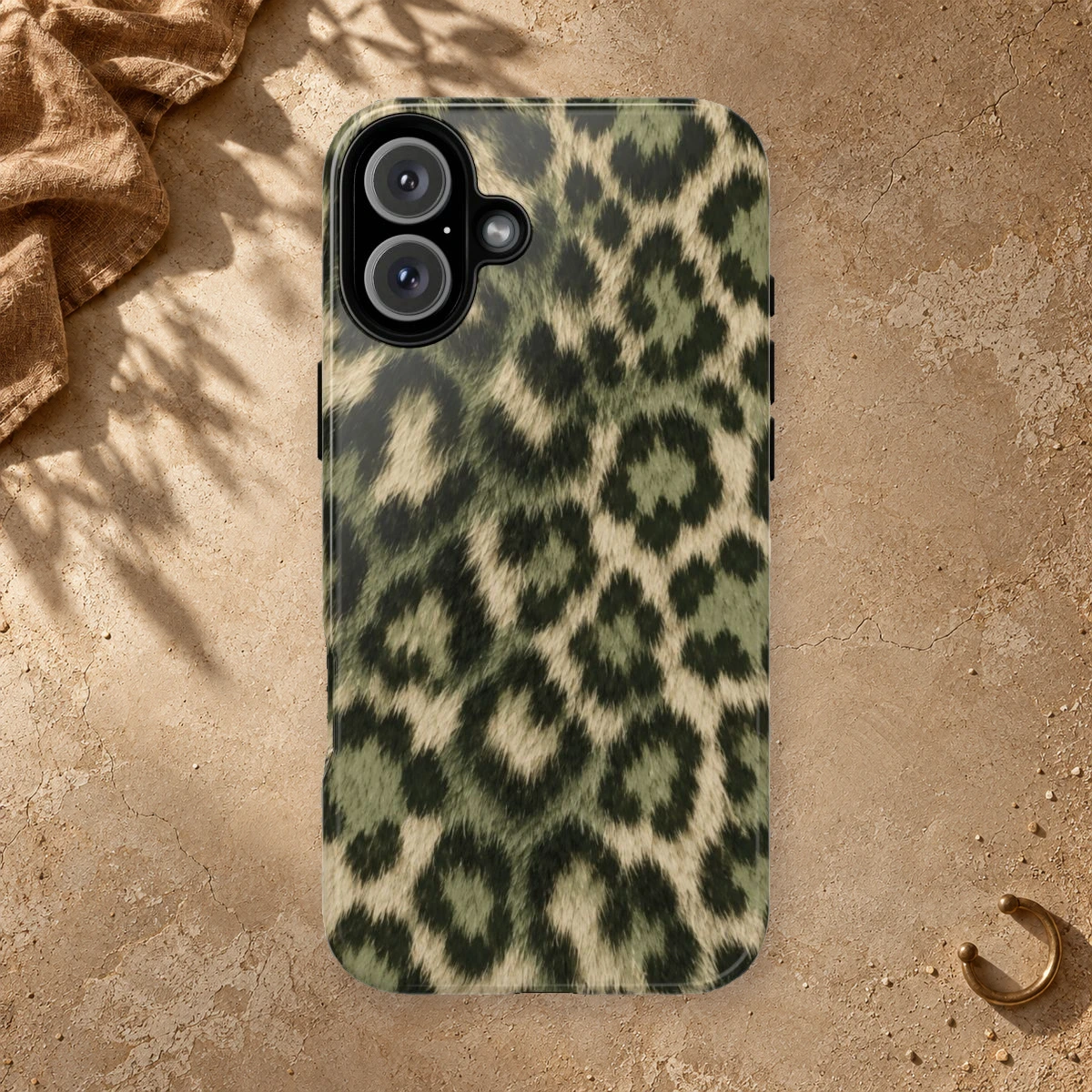 Olive Leopard phone case print