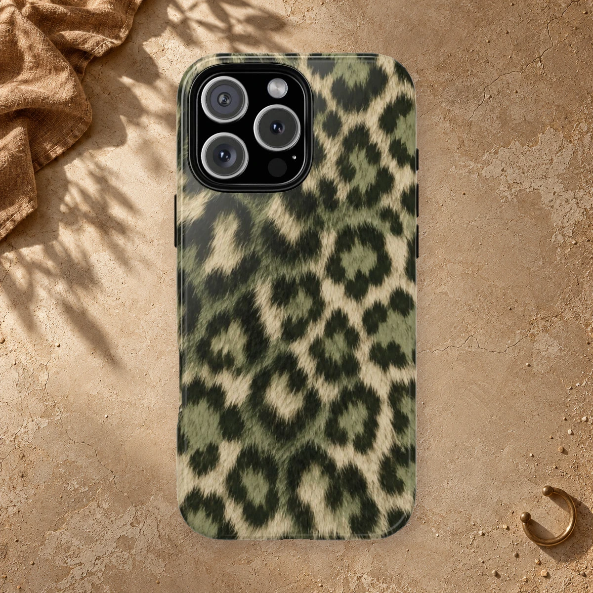 Olive Leopard phone case print