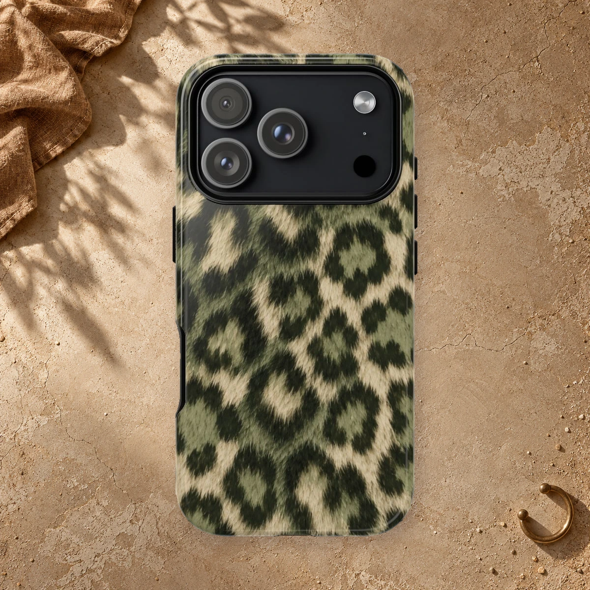 Olive Leopard phone case print