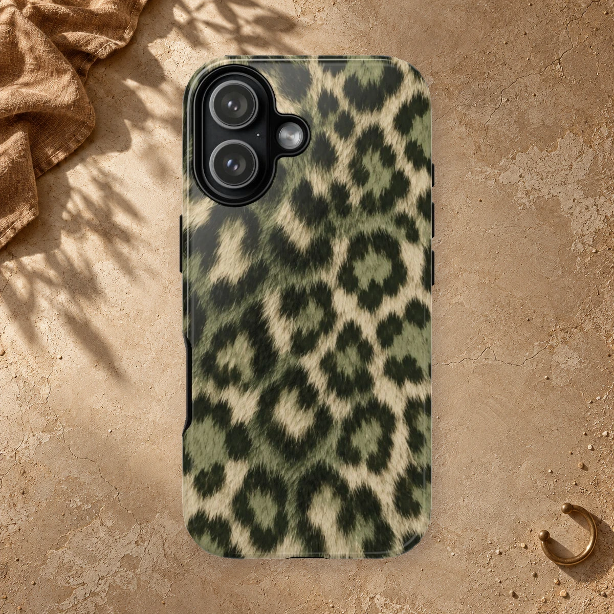 Olive Leopard phone case print