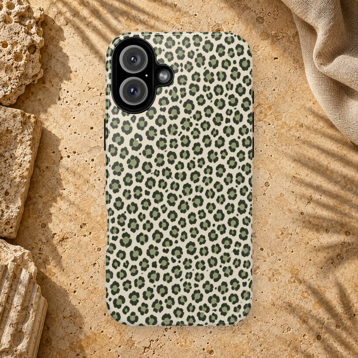 Olive Leopard phone case print