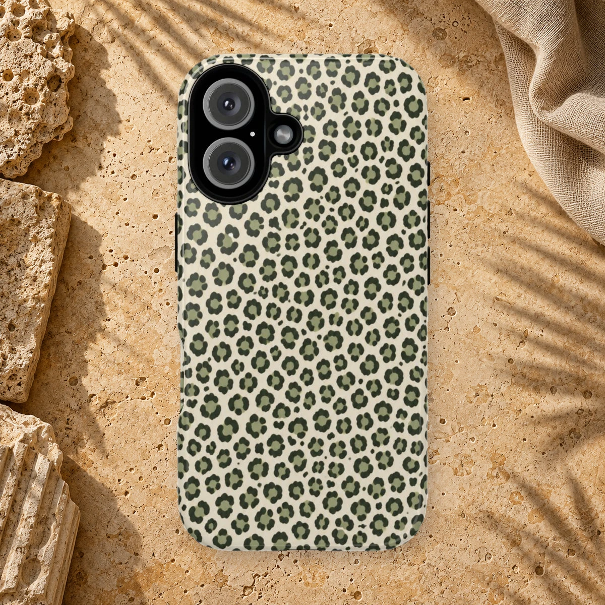 Olive Leopard phone case print