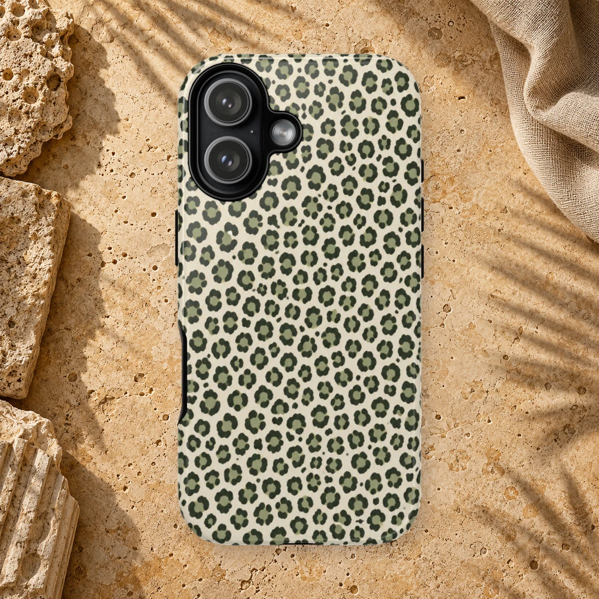 Olive Leopard phone case print