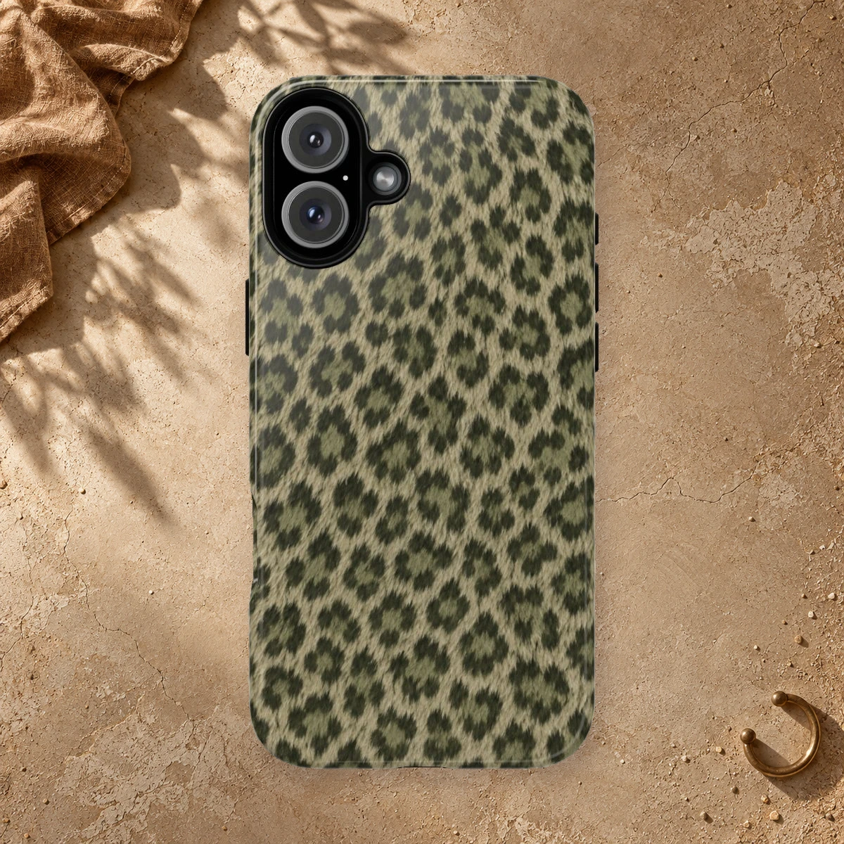 Olive Leopard phone case print