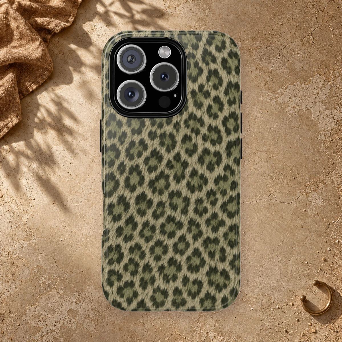 Olive Leopard phone case print