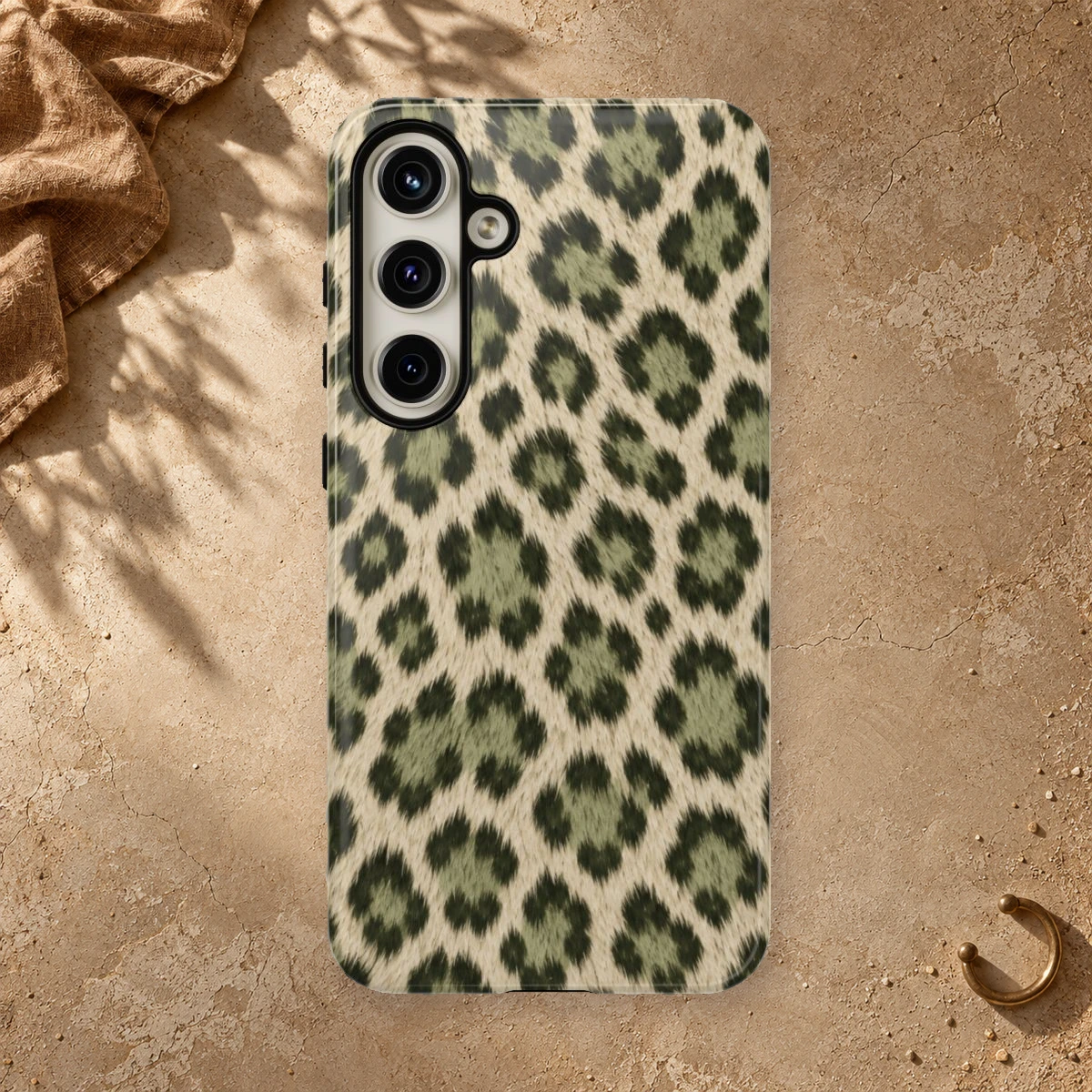 Olive Leopard phone case print