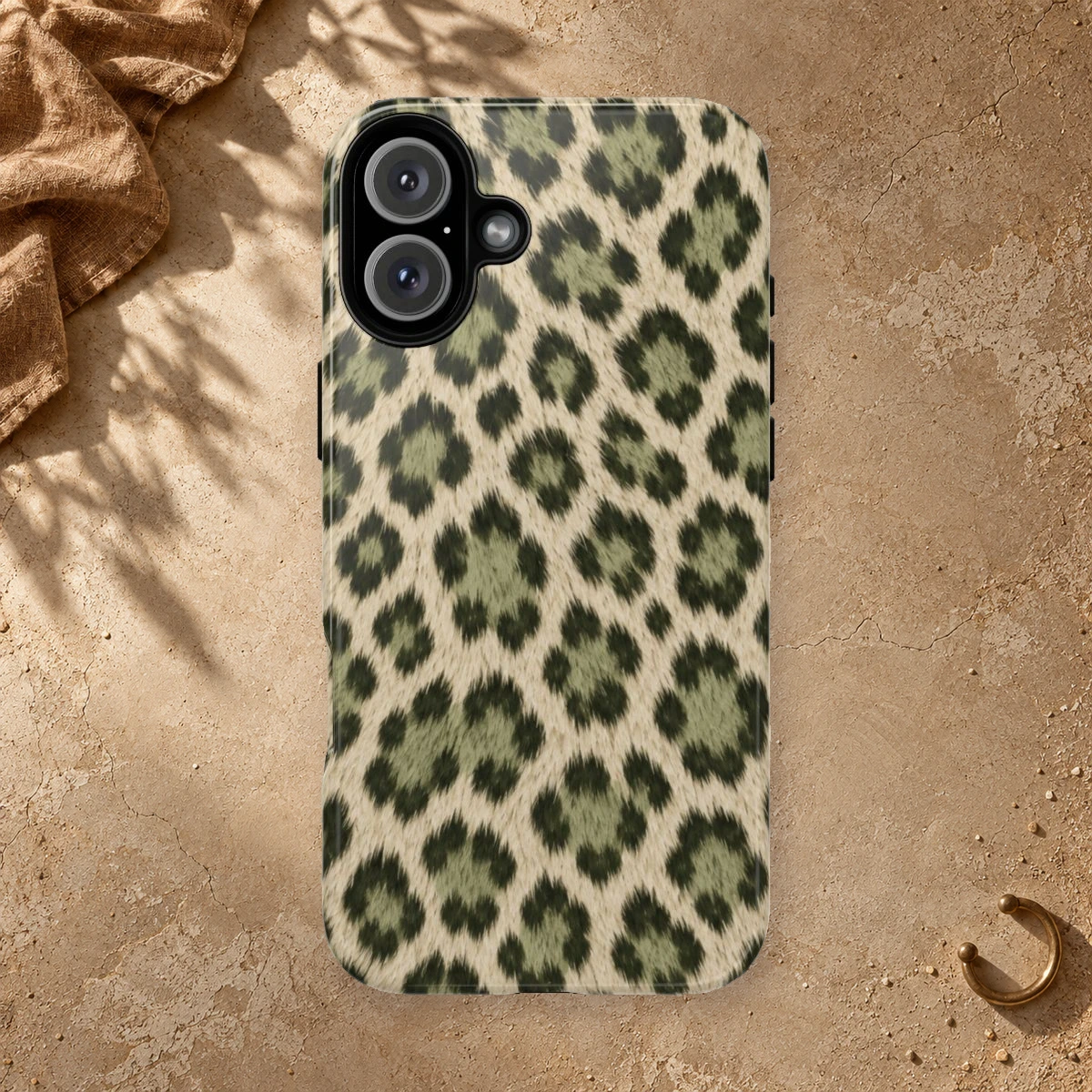 Olive Leopard phone case print