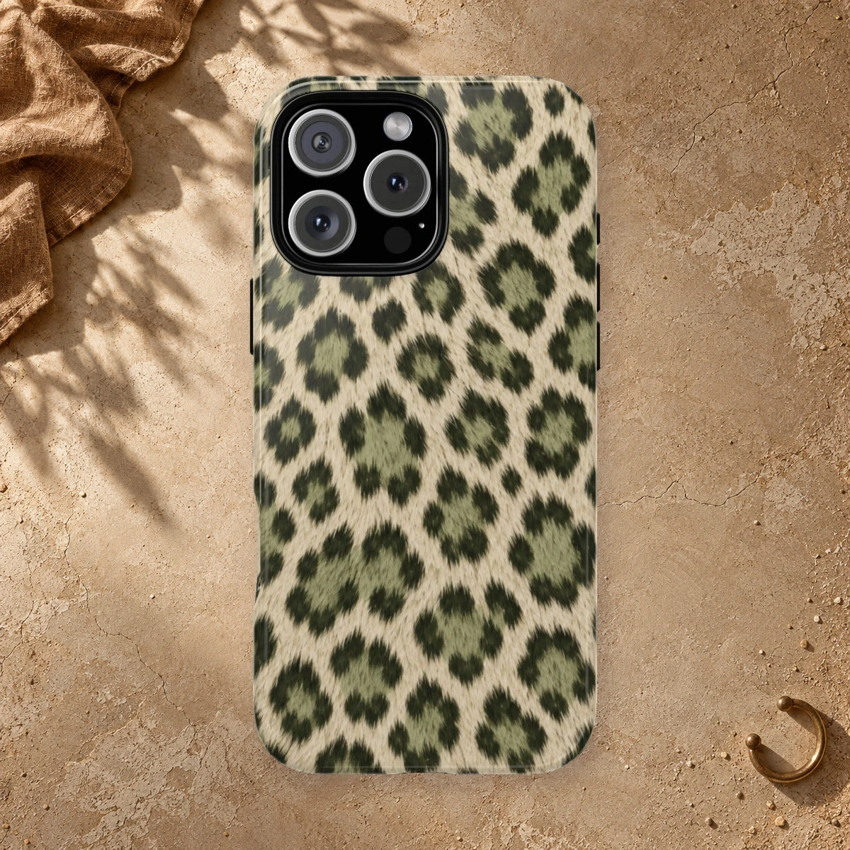 Olive Leopard phone case print