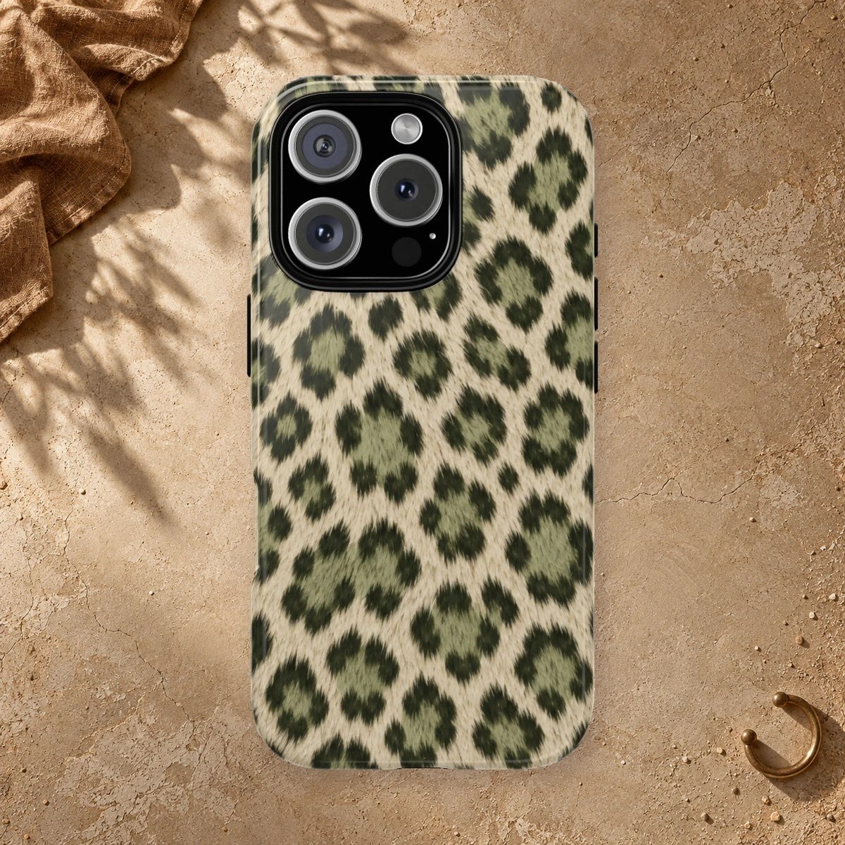 Olive Leopard phone case print