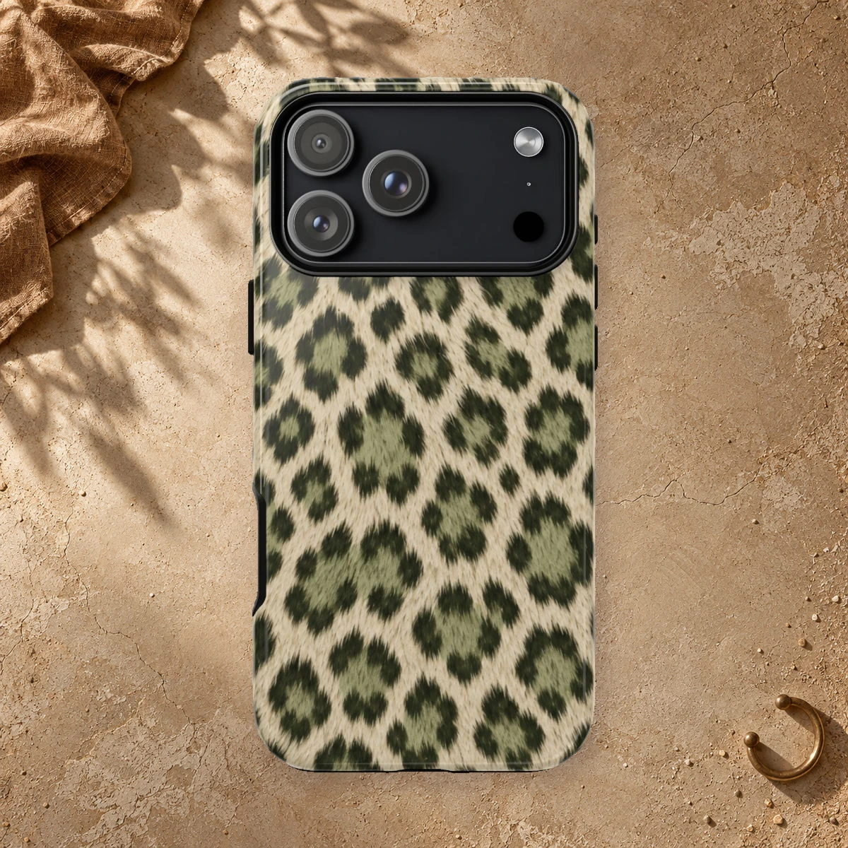 Olive Leopard phone case print