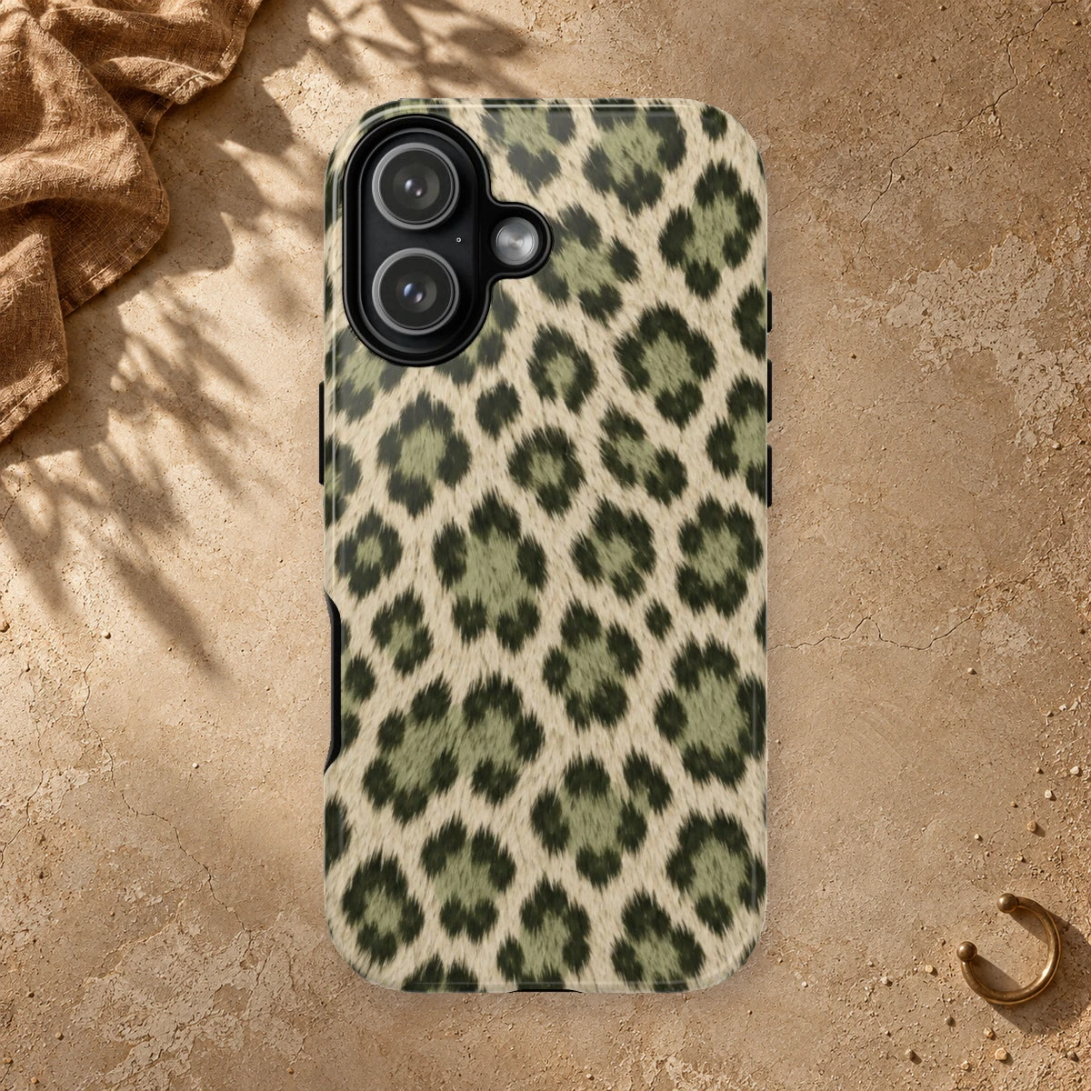 Olive Leopard phone case print