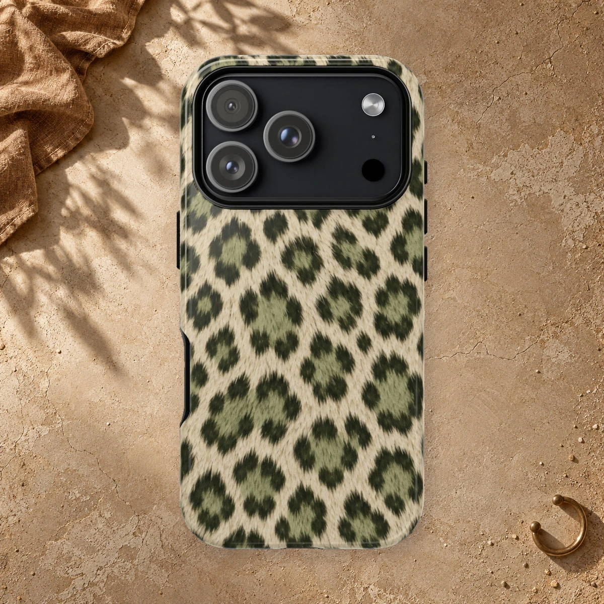 Olive Leopard phone case print