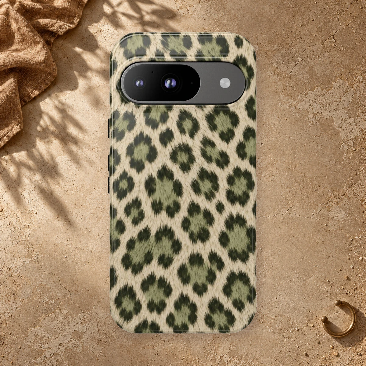Olive Leopard phone case print