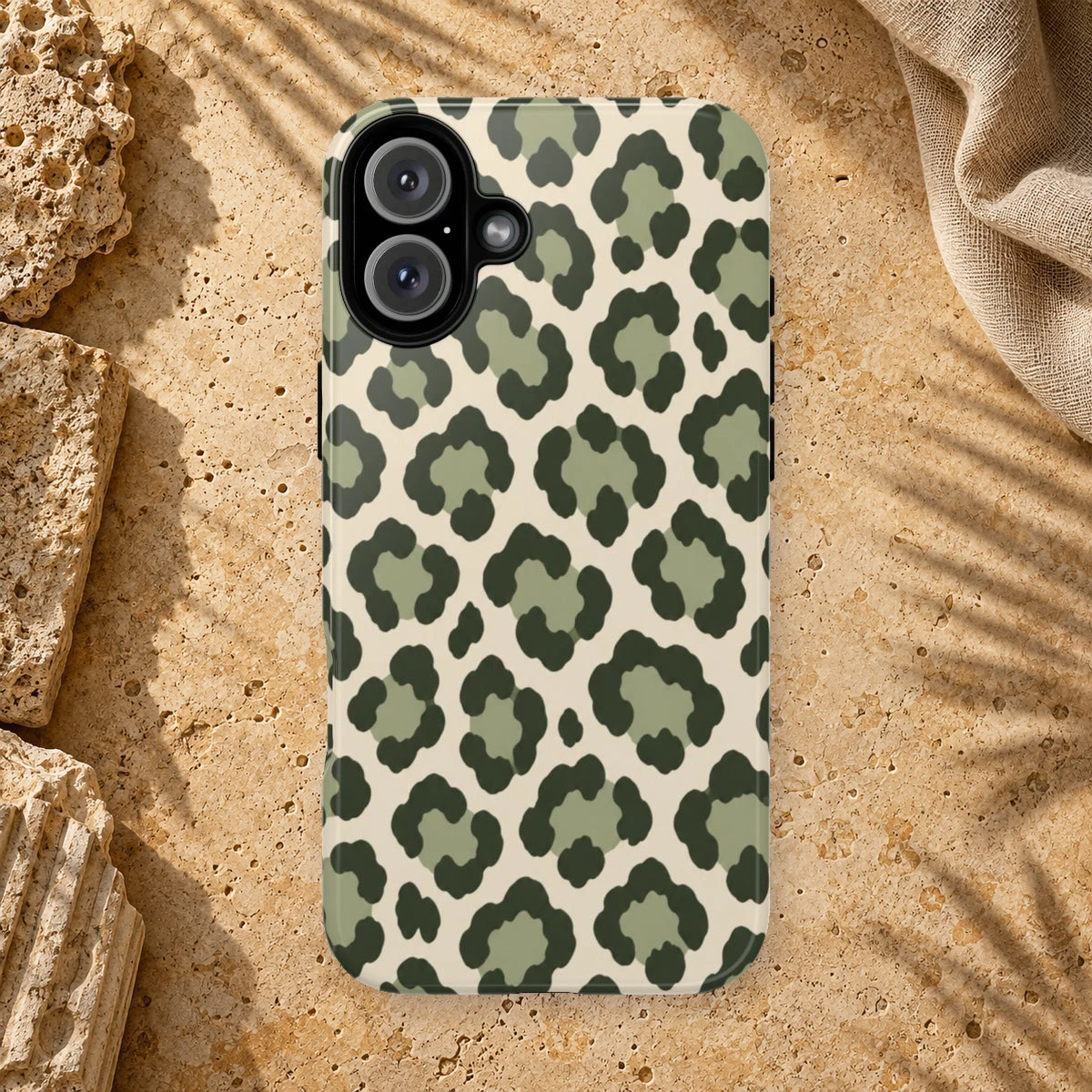 Olive Leopard phone case print