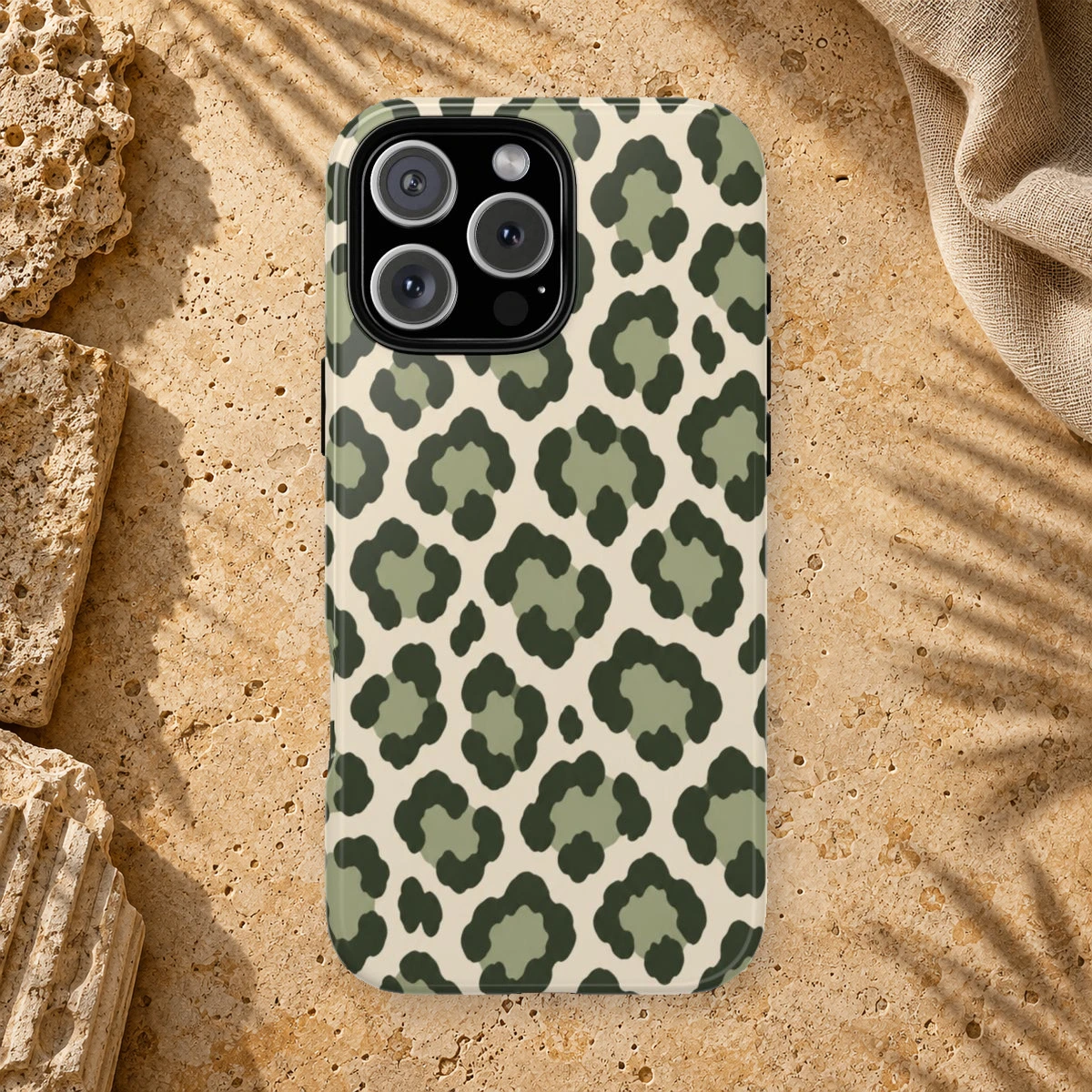 Olive Leopard phone case print