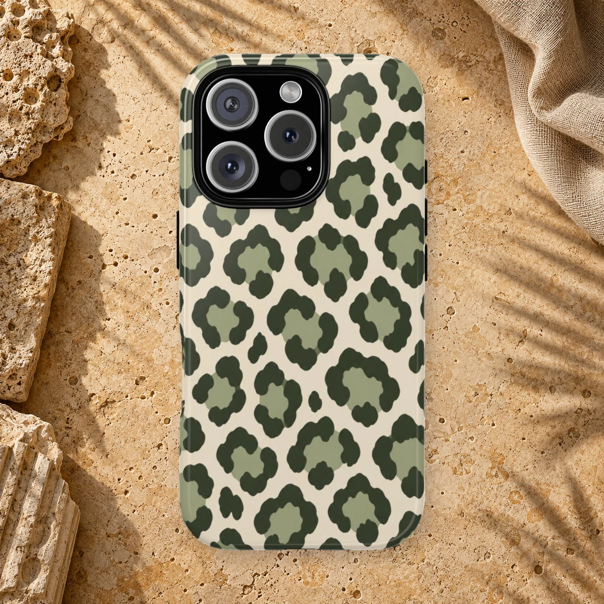 Olive Leopard phone case print