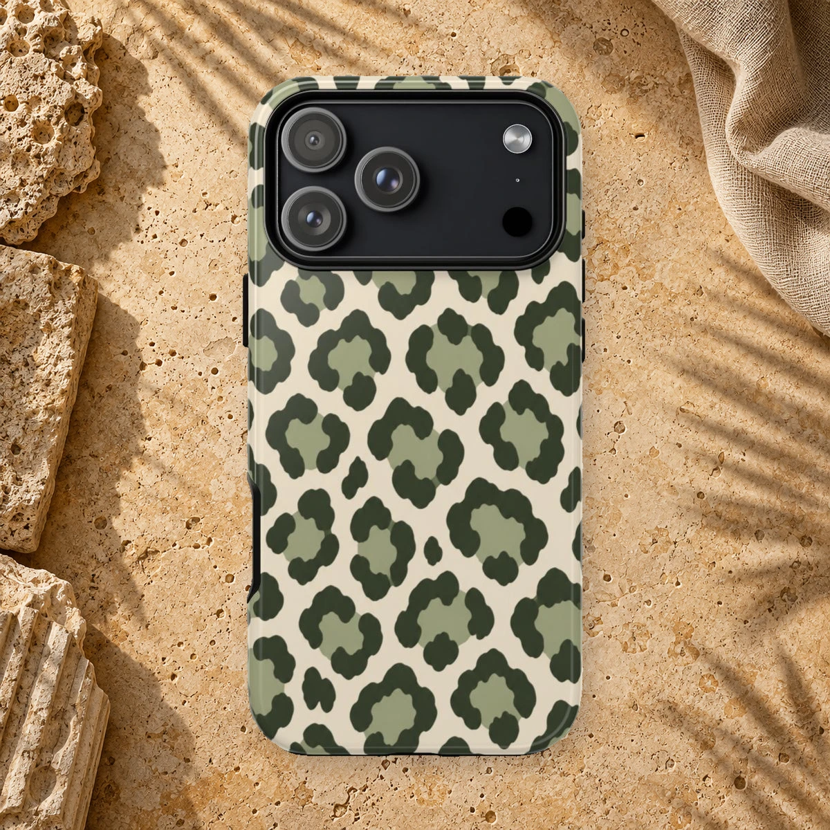 Olive Leopard phone case print