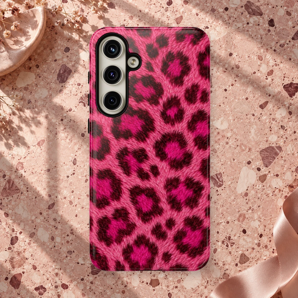 Pink Leopard phone case print
