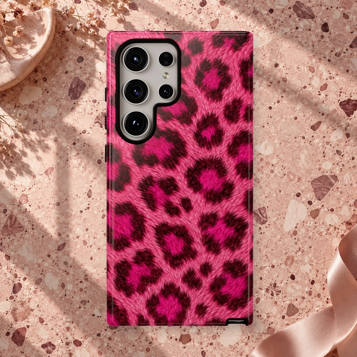 Pink Leopard phone case print