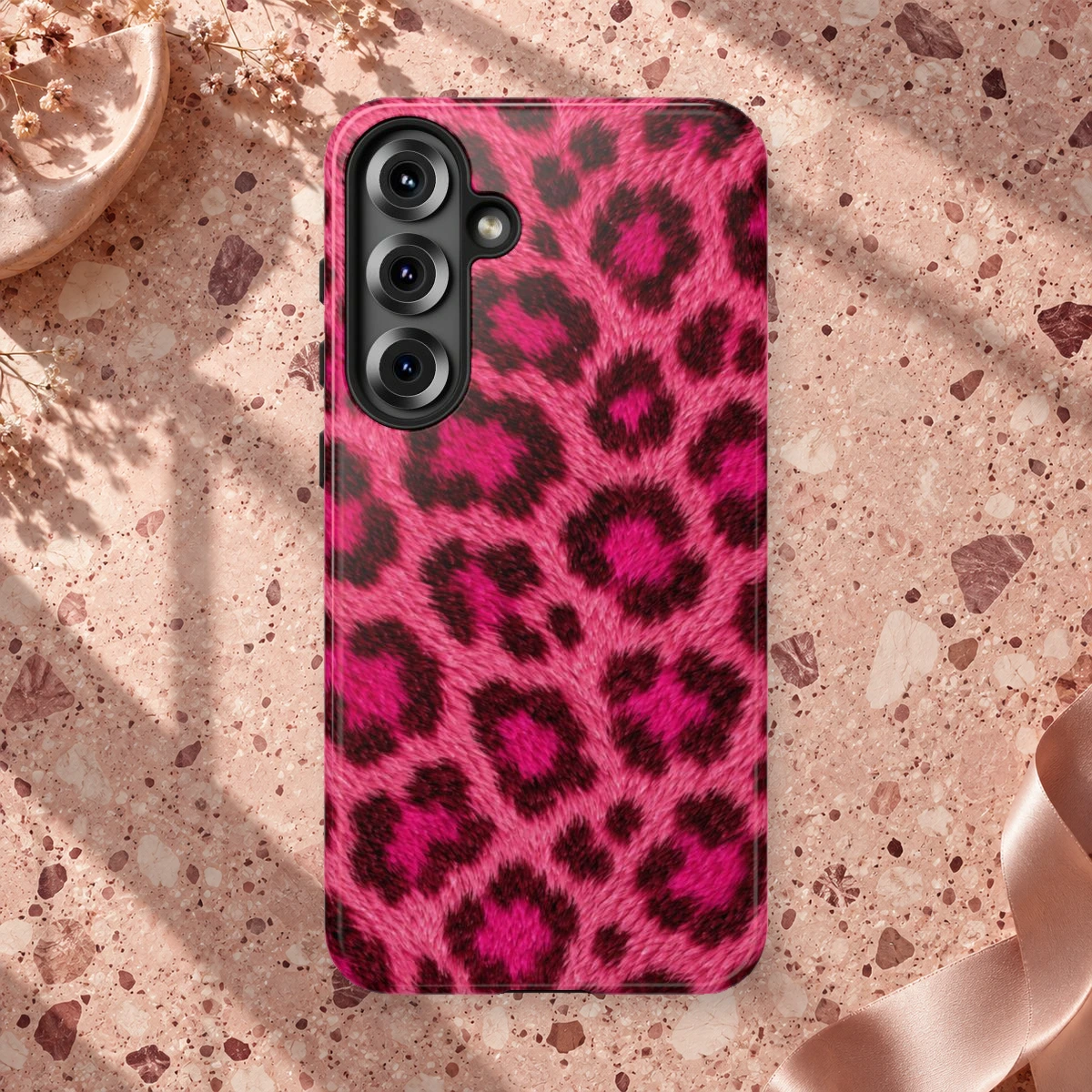 Pink Leopard phone case print