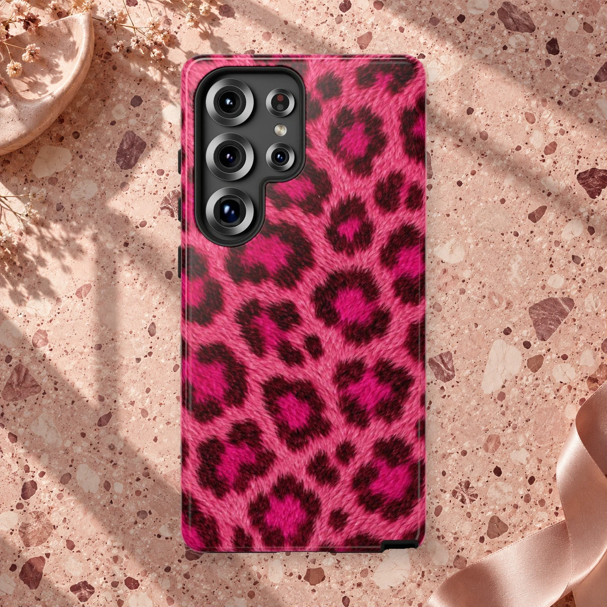 Pink Leopard phone case print