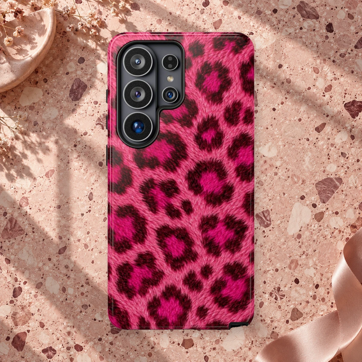 Pink Leopard phone case print